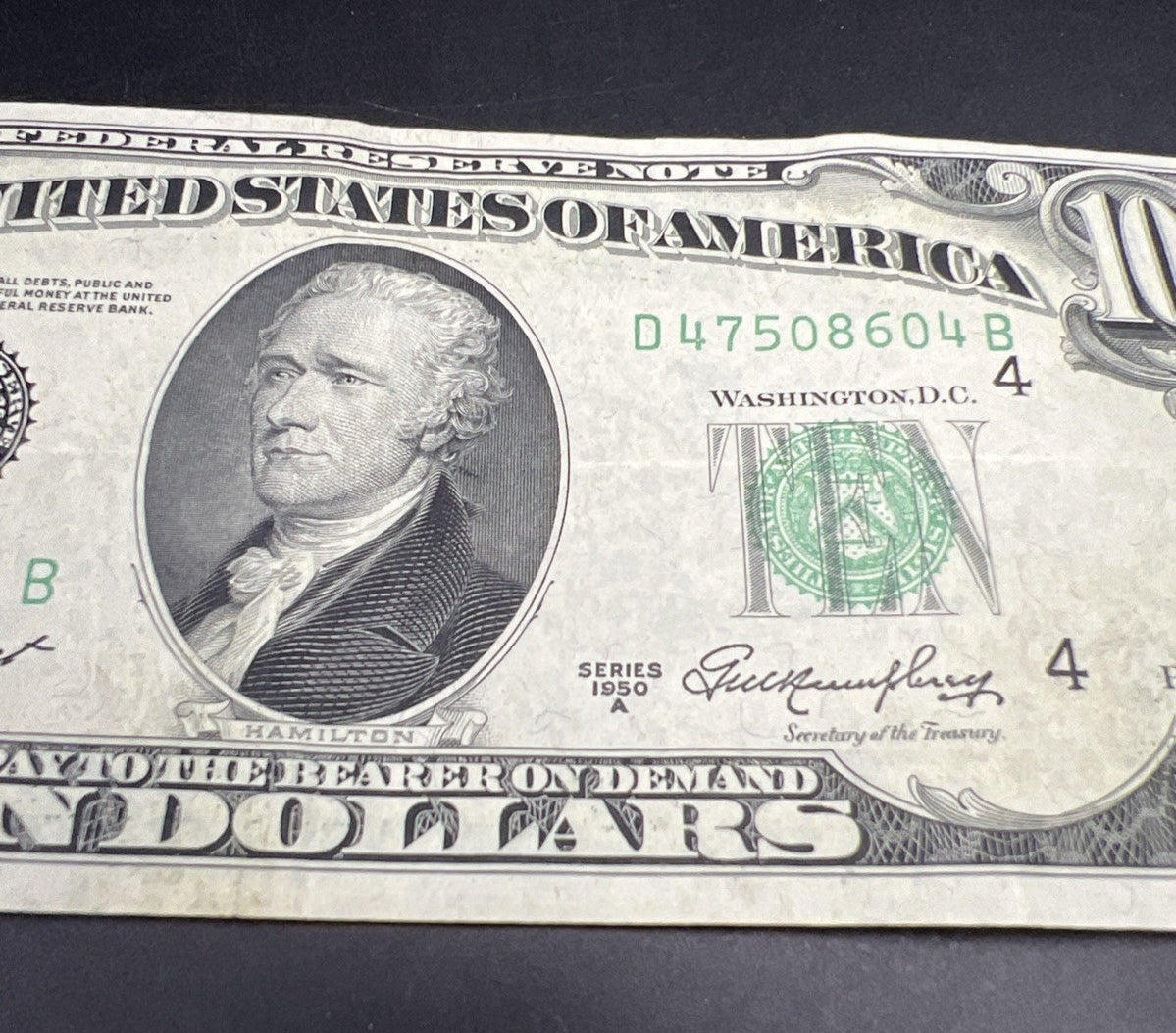 1950 A $10 FRN Federal Reserve Note VG / Fine Green Seal #604