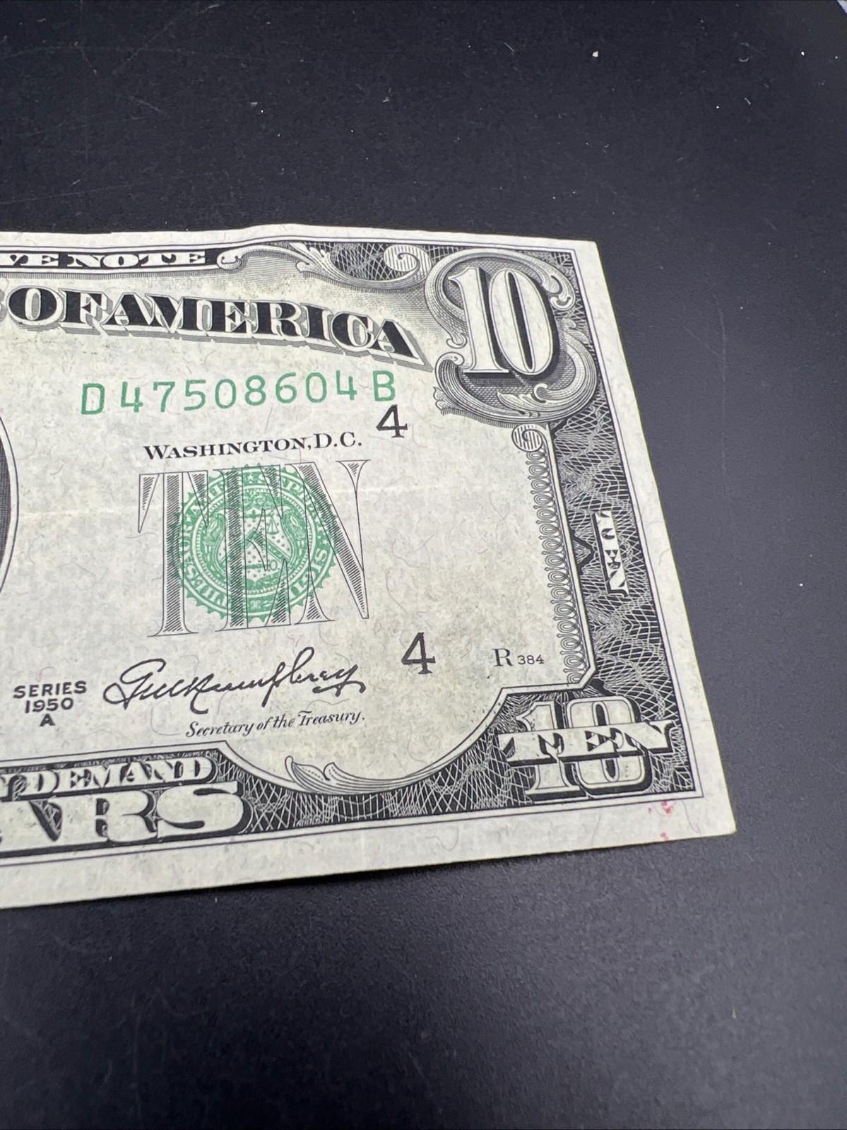 1950 A $10 FRN Federal Reserve Note VG / Fine Green Seal #604