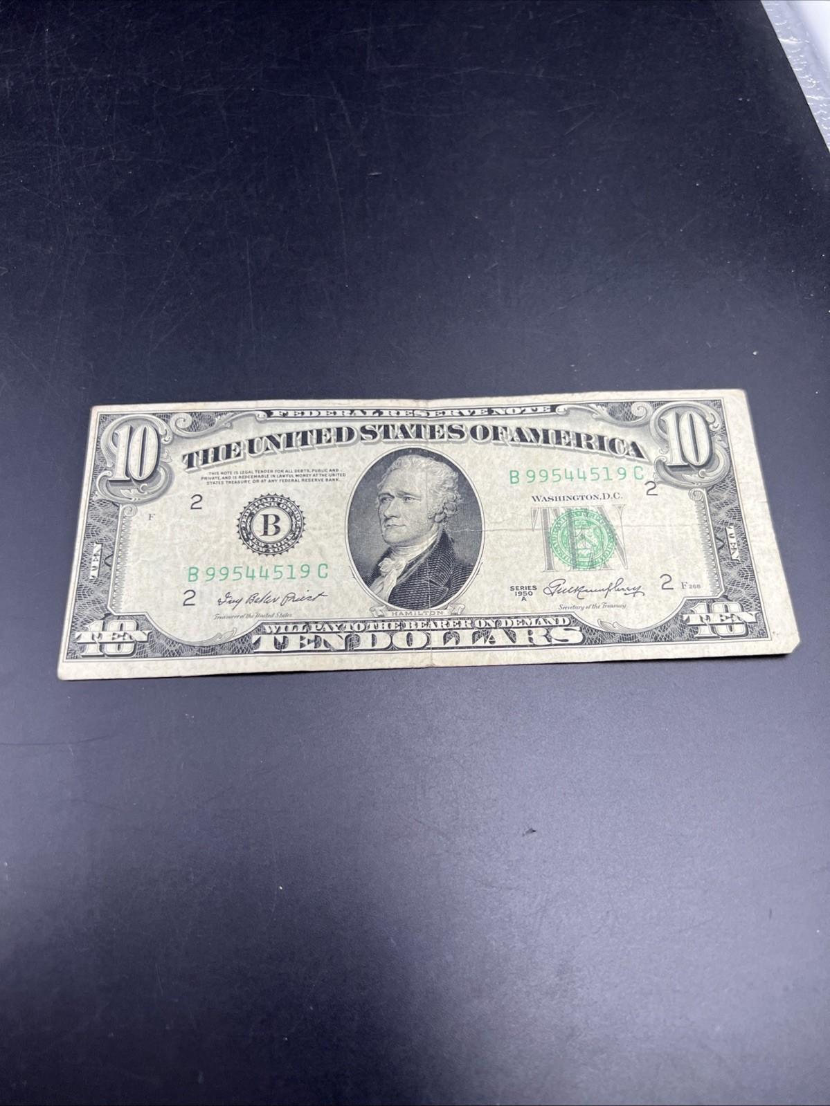 1950 A $10 FRN Federal Reserve Note VG Green Seal #519