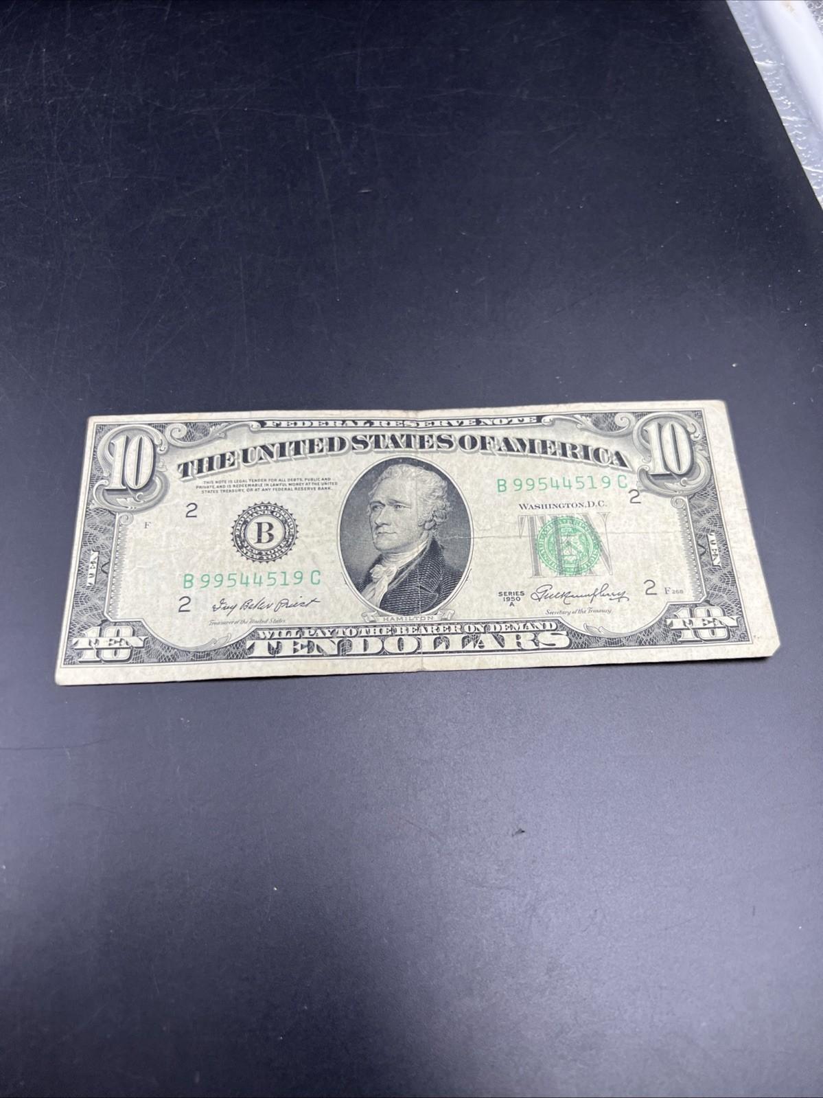 1950 A $10 FRN Federal Reserve Note VG Green Seal #519