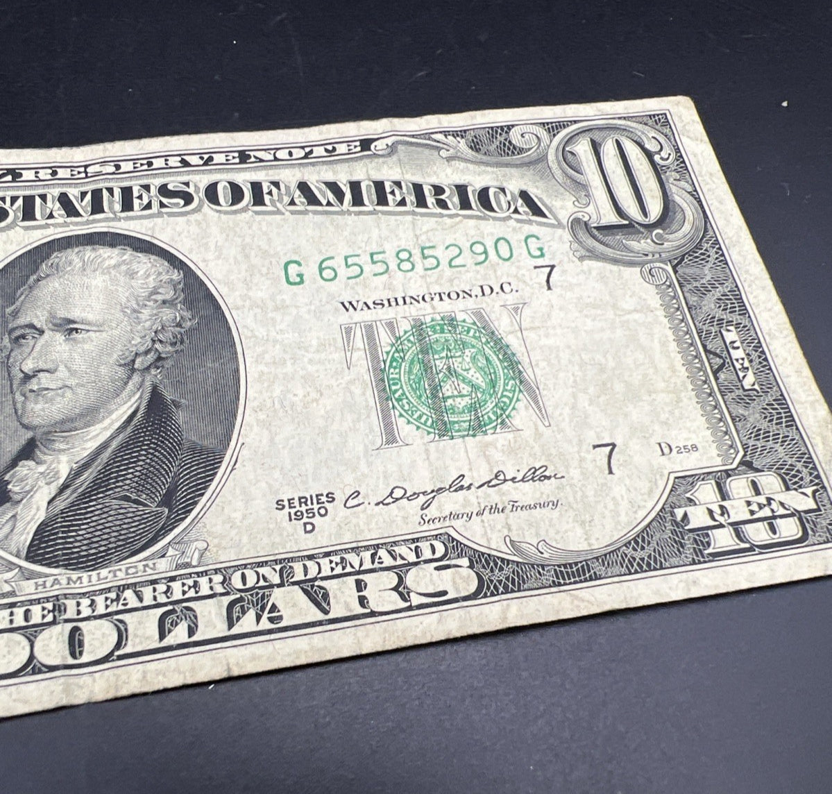 1950 D $10 FRN Federal Reserve Note VG / Fine Green Seal #290