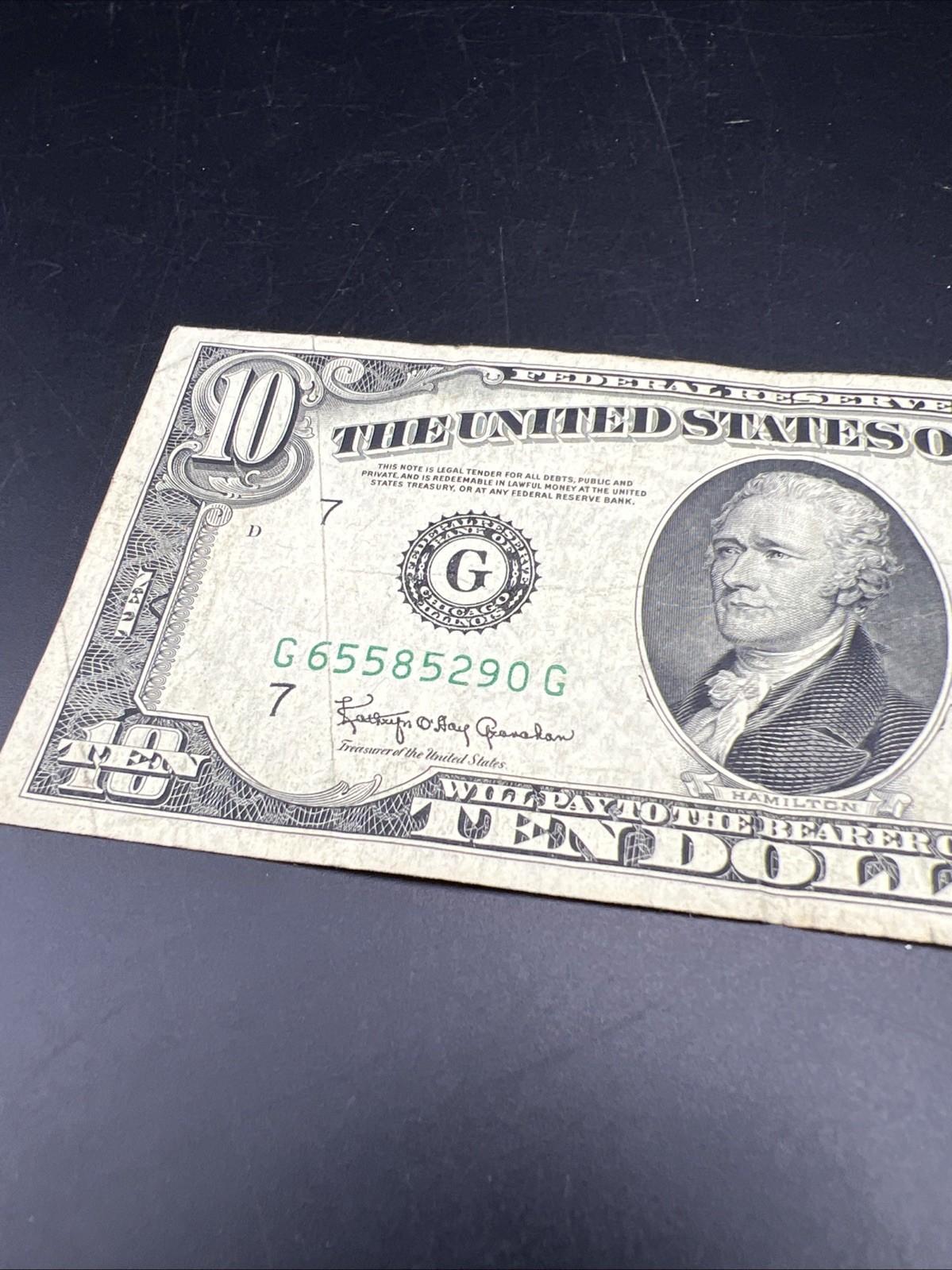 1950 D $10 FRN Federal Reserve Note VG / Fine Green Seal #290