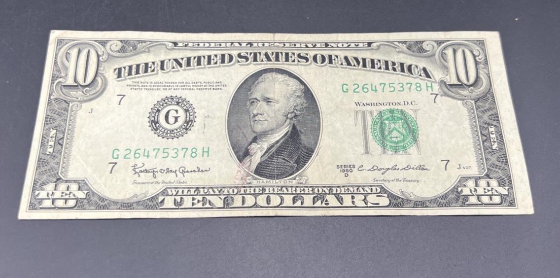 1950 D $10 FRN Federal Reserve Note VG / Fine Green Seal #378