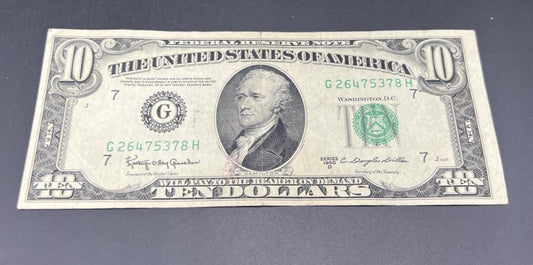1950 D $10 FRN Federal Reserve Note VG / Fine Green Seal #378