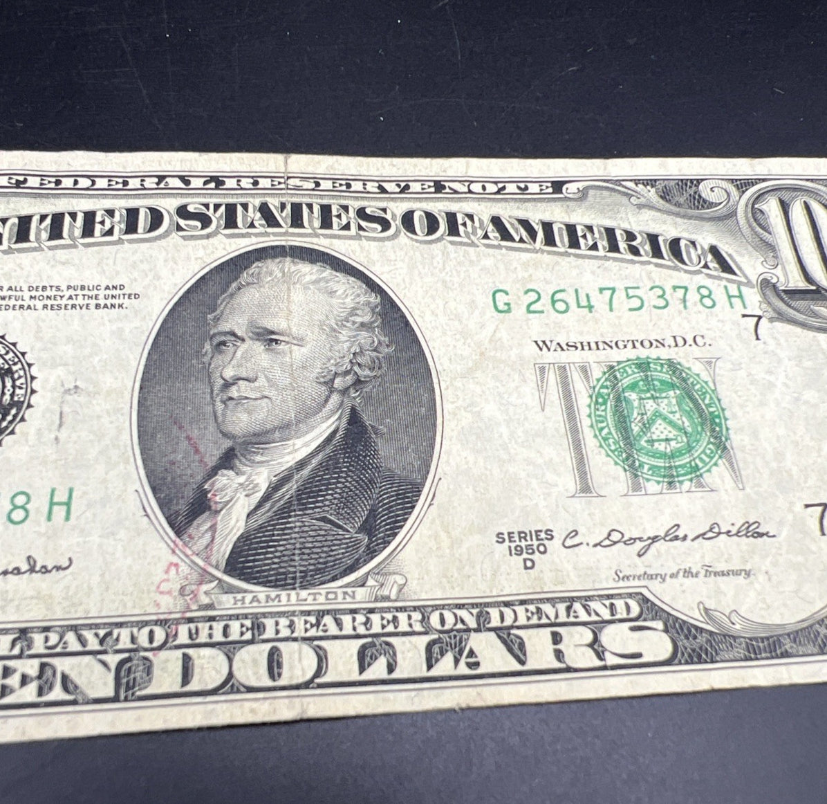 1950 D $10 FRN Federal Reserve Note VG / Fine Green Seal #378