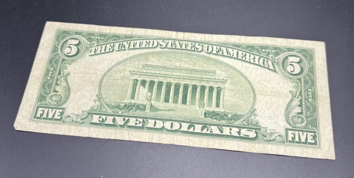 1953 $5 Silver Certificate Note Blue Seal Bill VG Very Good Circ #796