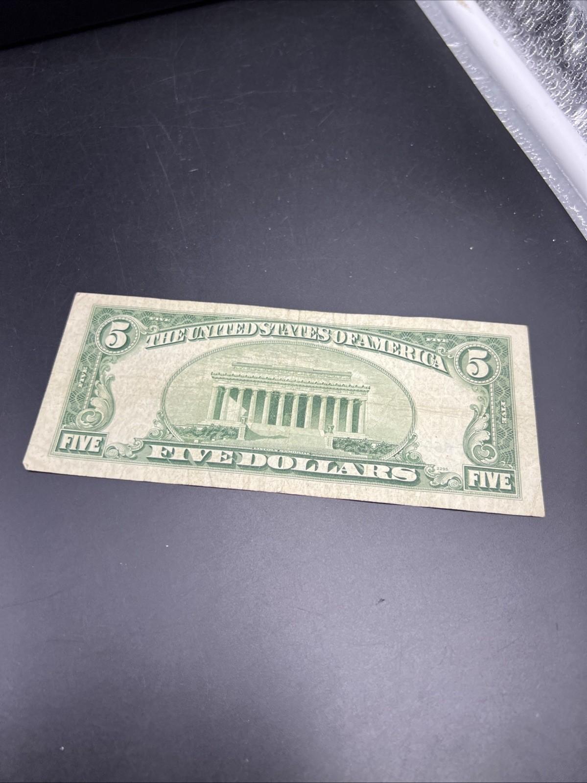 1953 $5 Silver Certificate Note Blue Seal Bill VG Very Good Circ #796