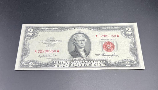 1953 $2 USN United States Note Red Seal UNC Uncirculated #958