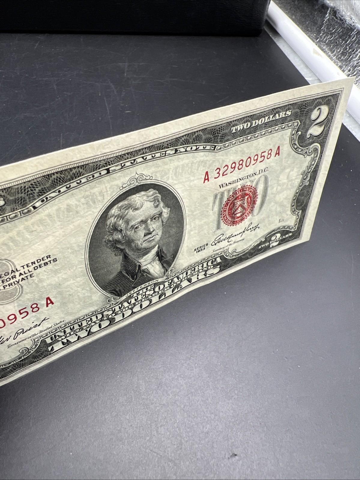 1953 $2 USN United States Note Red Seal UNC Uncirculated #958