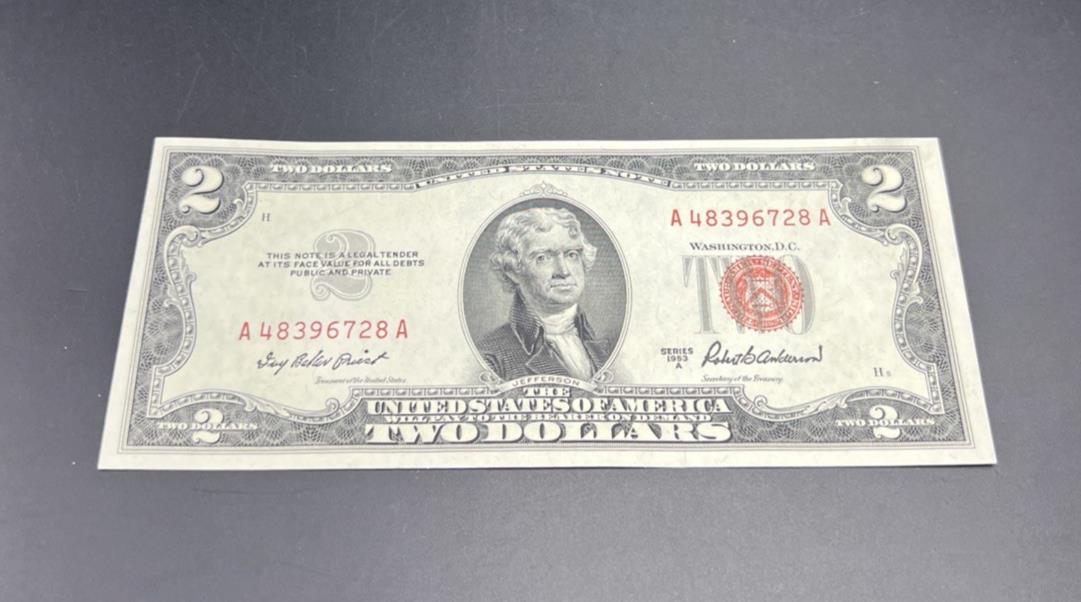 1953 A $2 USN United States Note Red Seal UNC Uncirculated #521 ...
