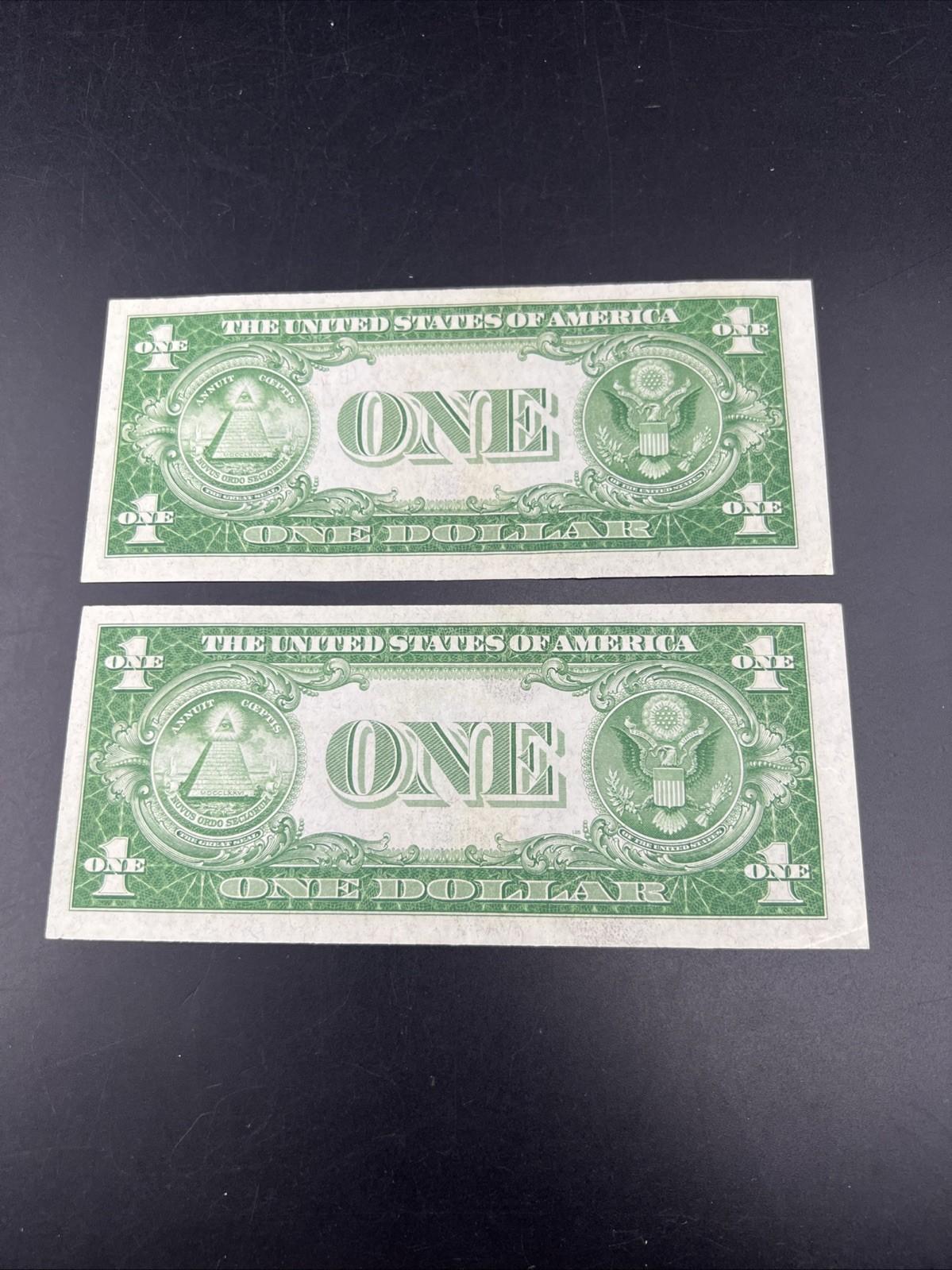2 Consecutive 1935 $1 One Dollar Blue Seal Silver Certificates CH UNC #184