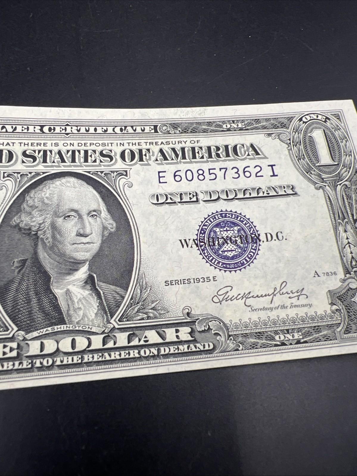 1935 E $1 One Dollar Silver Certificate Blue Seal CH UNC #362