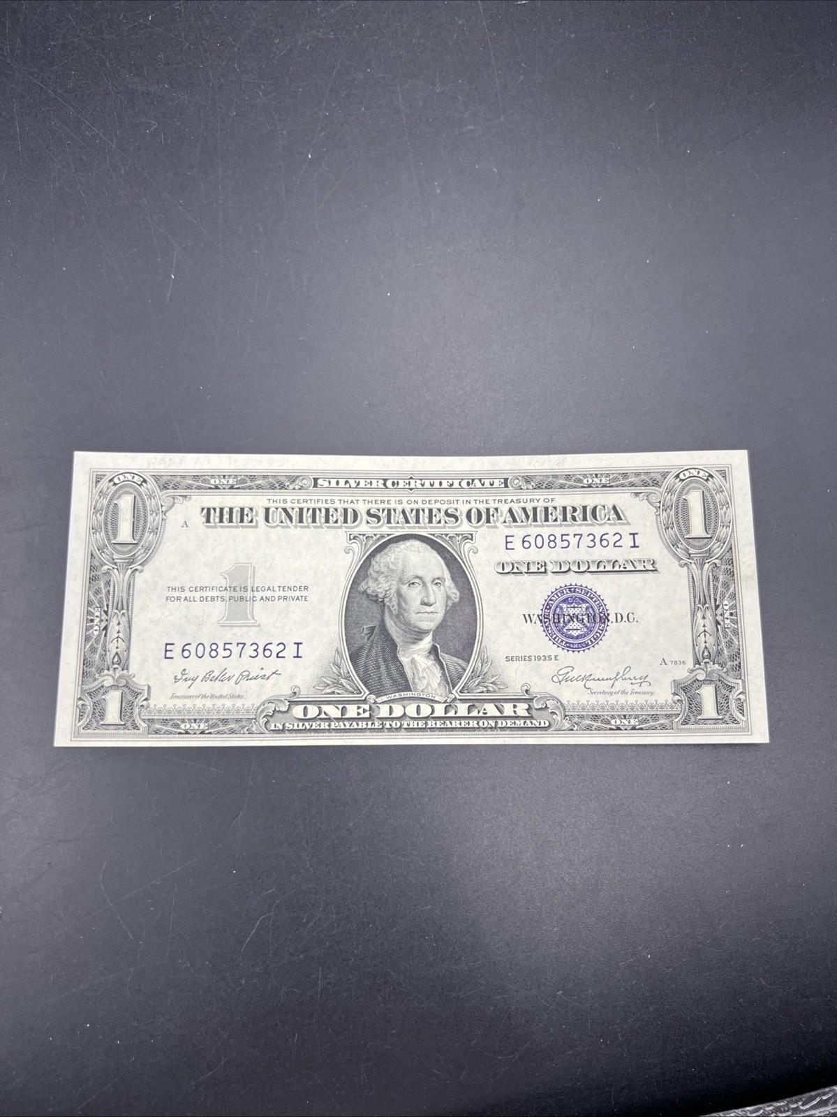 1935 E $1 One Dollar Silver Certificate Blue Seal CH UNC #362