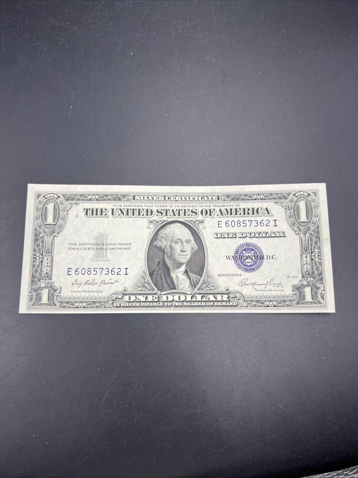 1935 E $1 One Dollar Silver Certificate Blue Seal CH UNC #362
