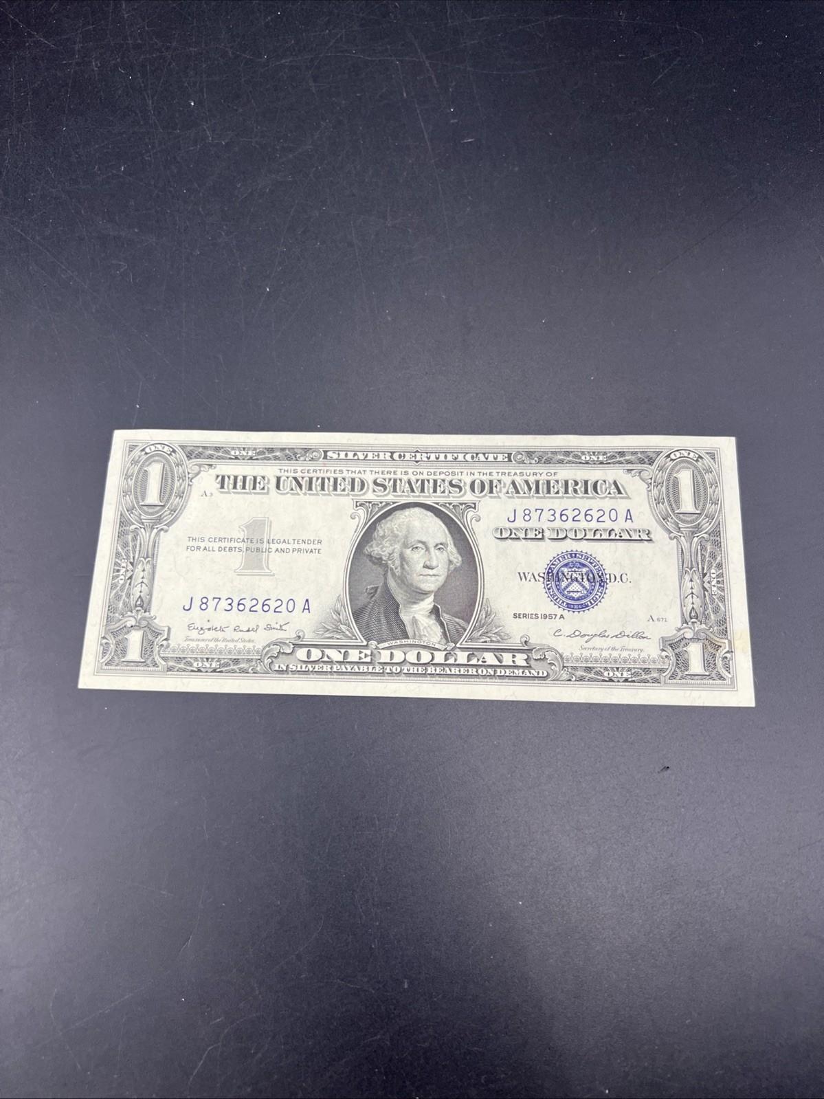 1957 $1 One Dollar Silver Certificate Blue Seal CH AU / CU UNC #620