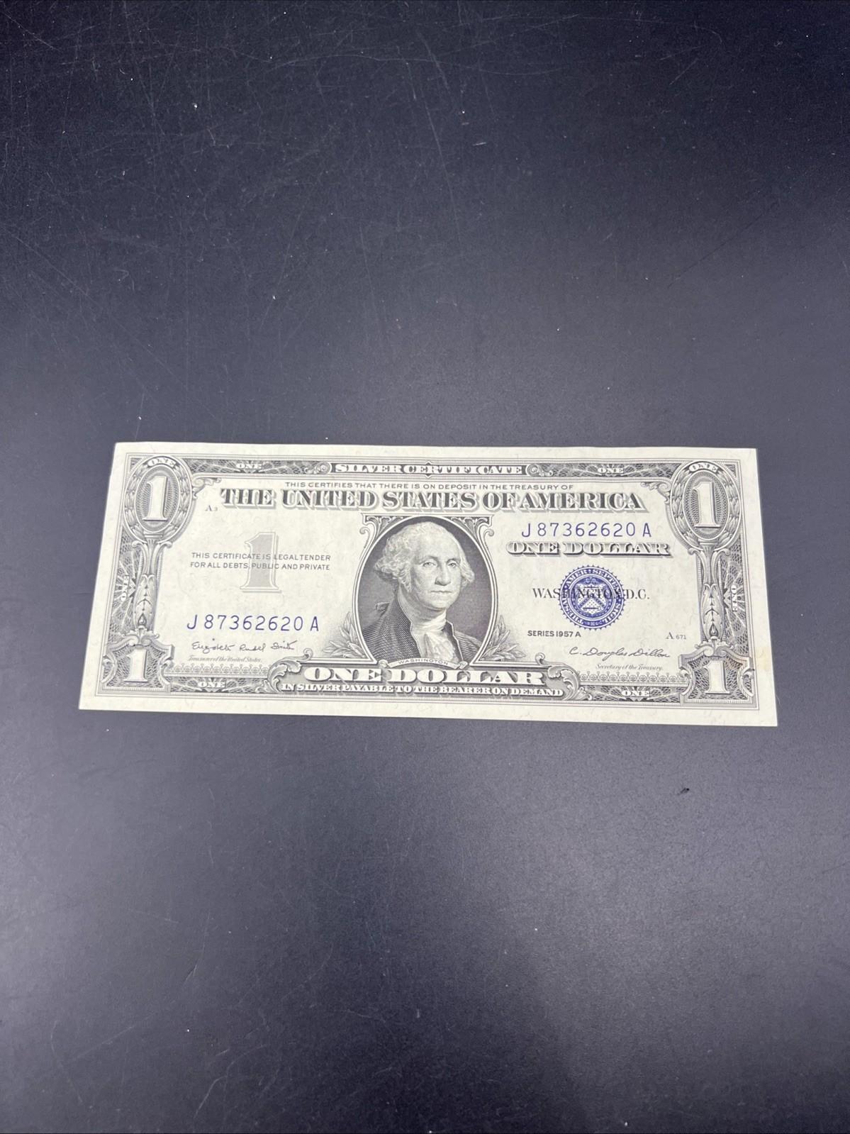 1957 $1 One Dollar Silver Certificate Blue Seal CH AU / CU UNC #620