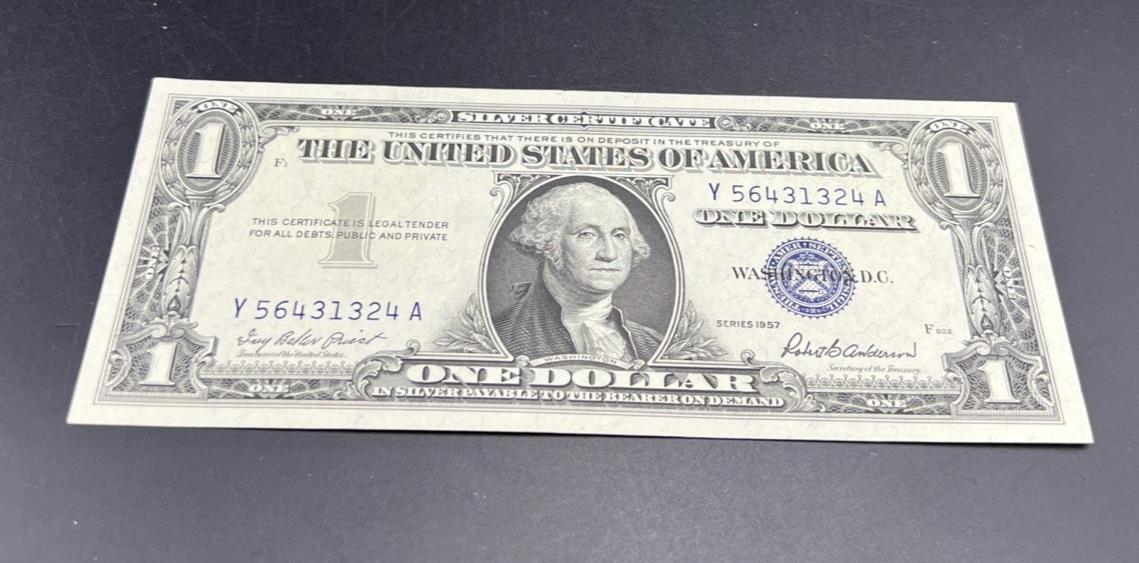 1957 $1 One Dollar Silver Certificate Blue Seal XF / AU CIRC #324