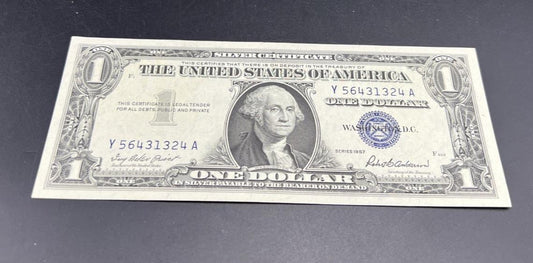 1957 $1 One Dollar Silver Certificate Blue Seal XF / AU CIRC #324