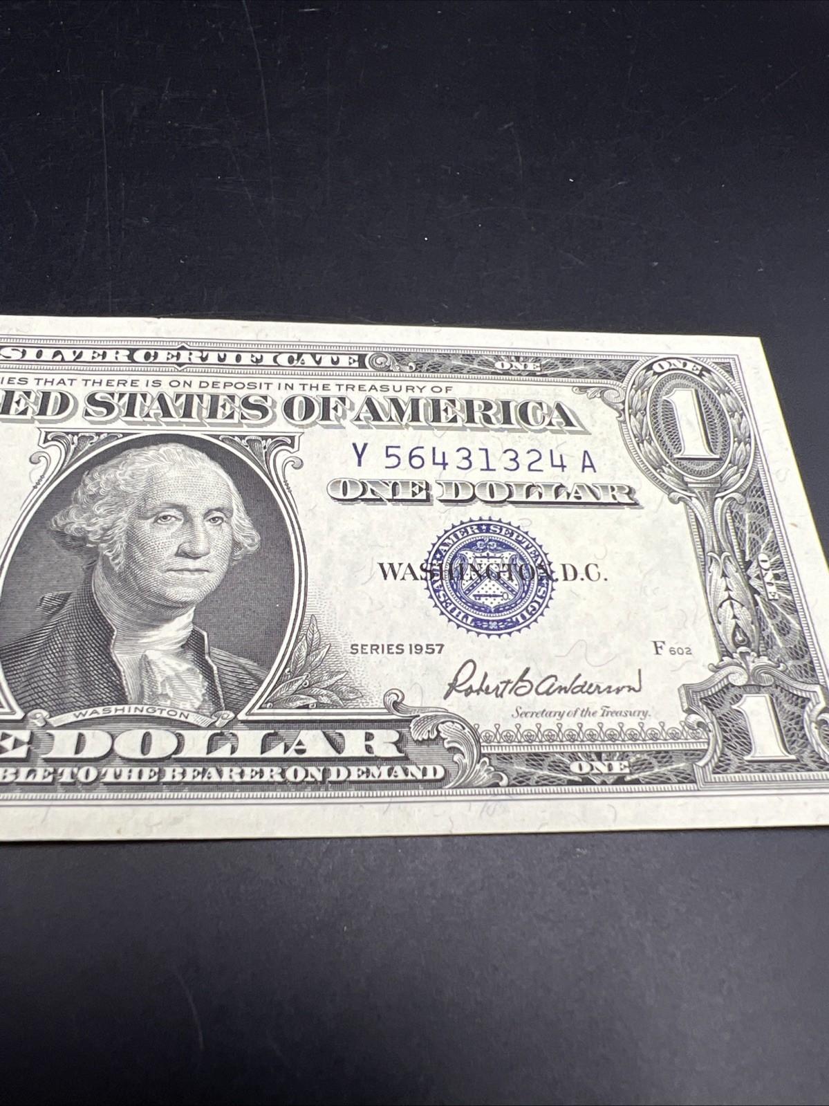 1957 $1 One Dollar Silver Certificate Blue Seal XF / AU CIRC #324