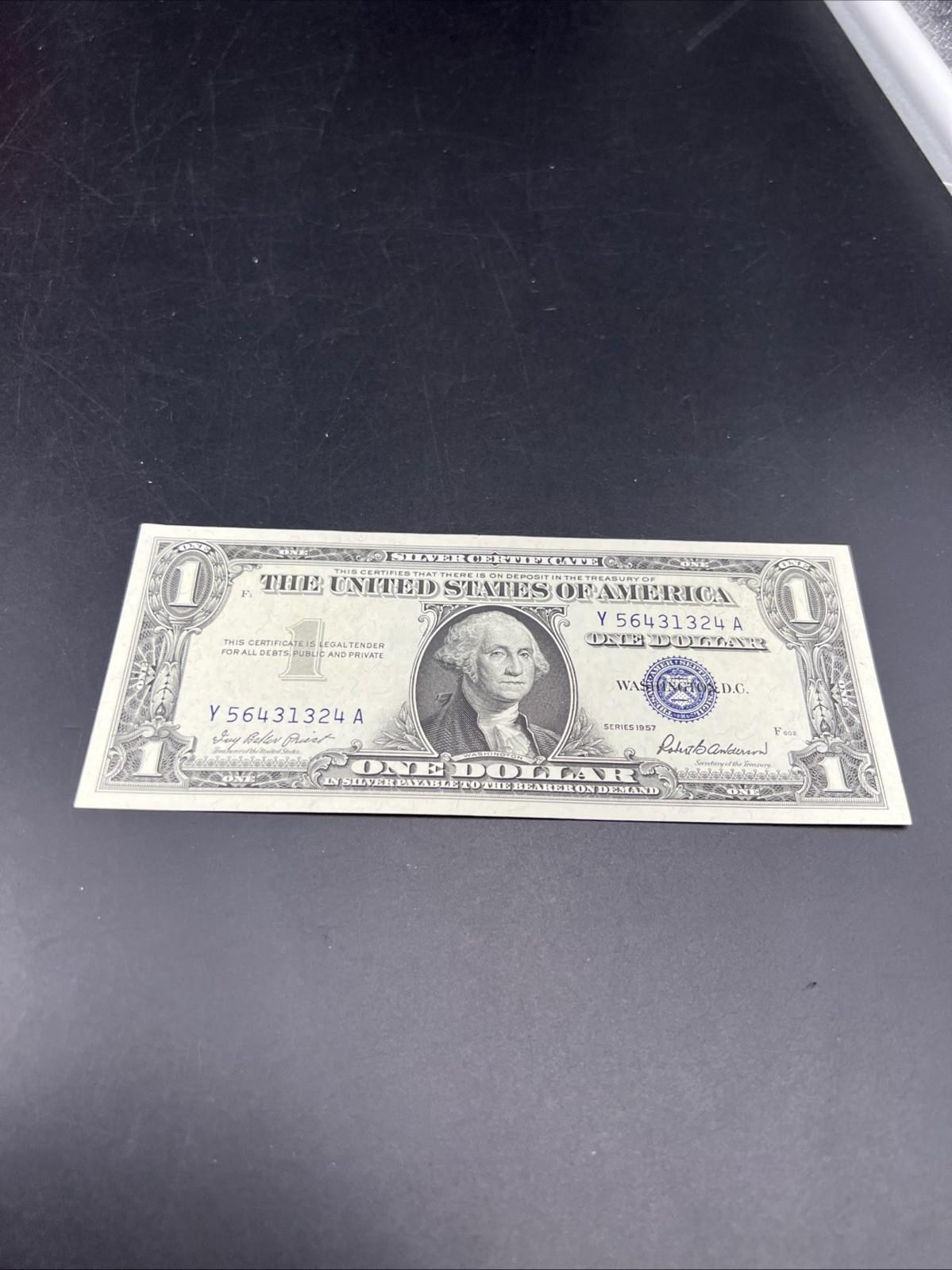 1957 $1 One Dollar Silver Certificate Blue Seal XF / AU CIRC #324