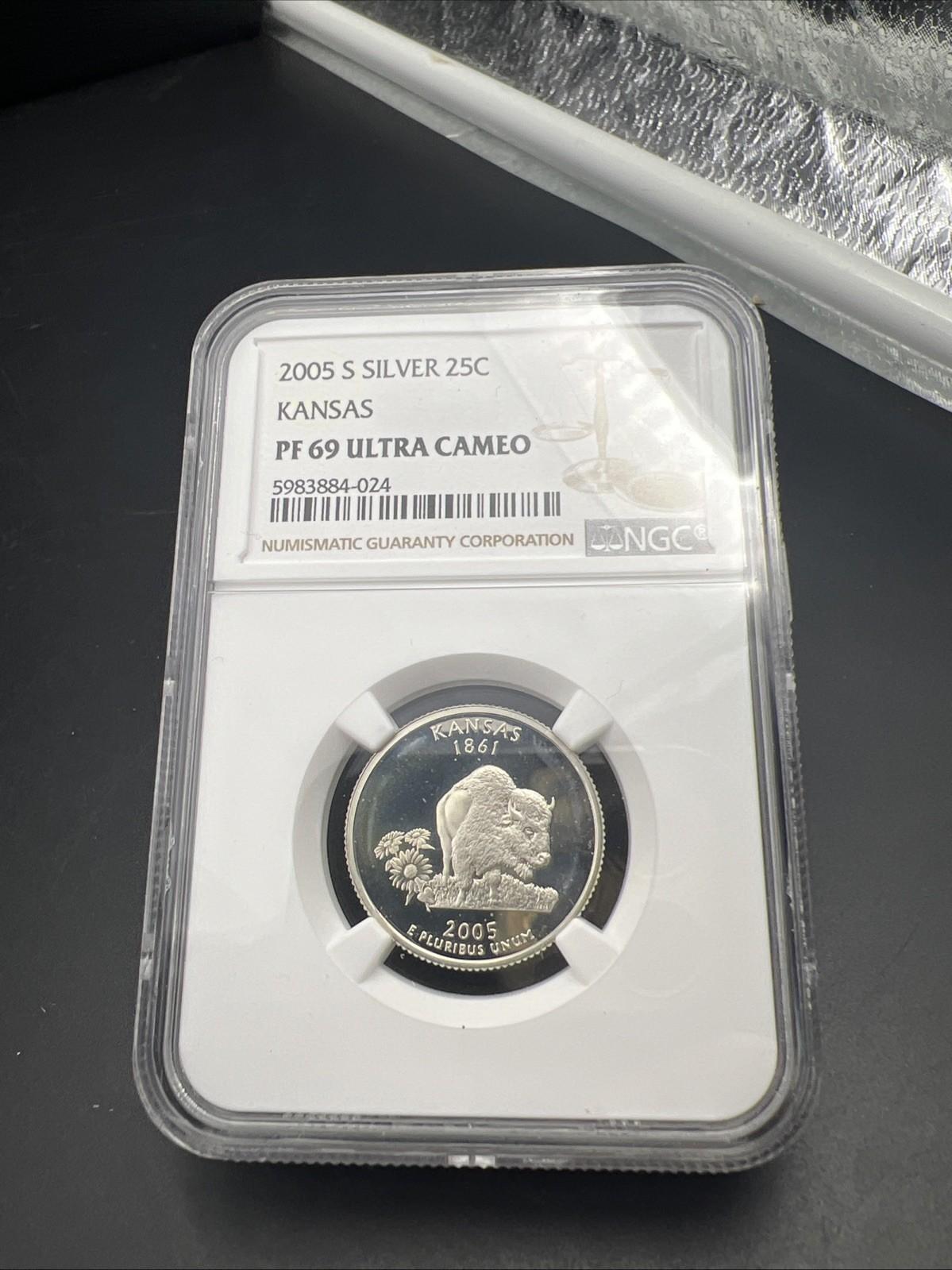 2005 S Kansas State Statehood Silver Quarter Coin NGC PF69 UCAM #024