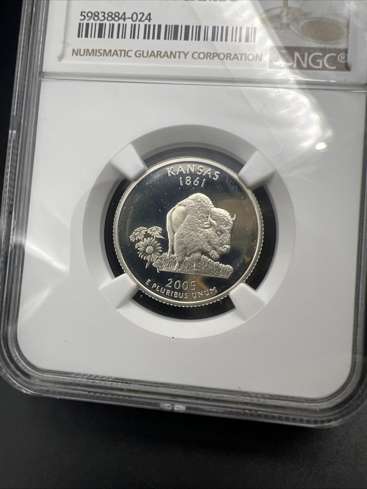 2005 S Kansas State Statehood Silver Quarter Coin NGC PF69 UCAM #024