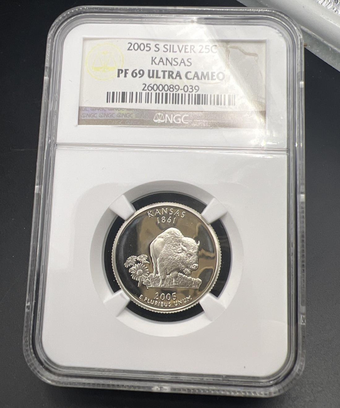 2005 S Kansas State Statehood Silver Quarter Coin NGC PF69 UCAM #039