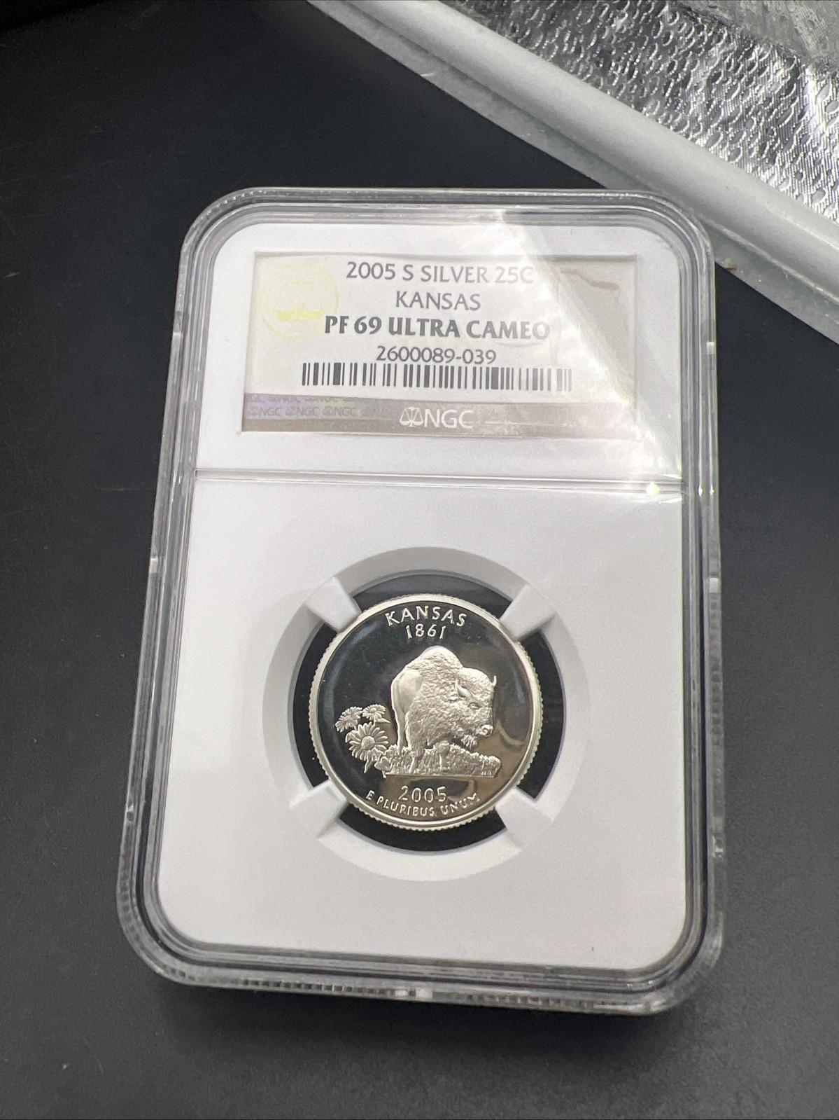 2005 S Kansas State Statehood Silver Quarter Coin NGC PF69 UCAM #039