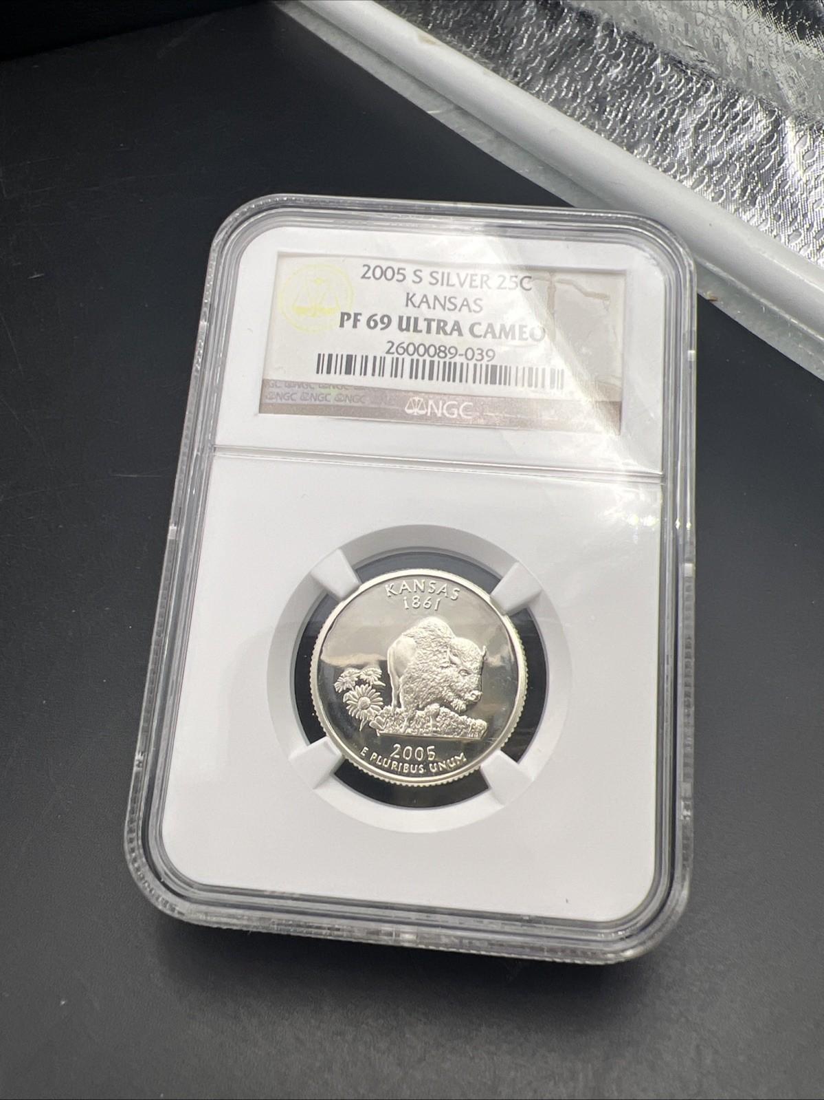 2005 S Kansas State Statehood Silver Quarter Coin NGC PF69 UCAM #039