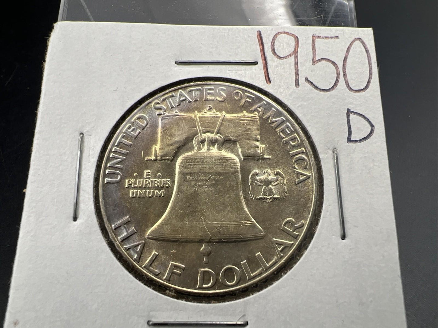 1950 D Franklin Half Dollar Silver Coin CH AU Nice Toning Toner SKU#A
