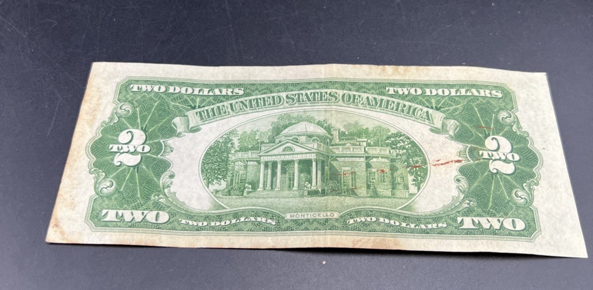 1928 D $2 USN United States Note Red Seal Repeat Serial #06666130 CH FINE / VF