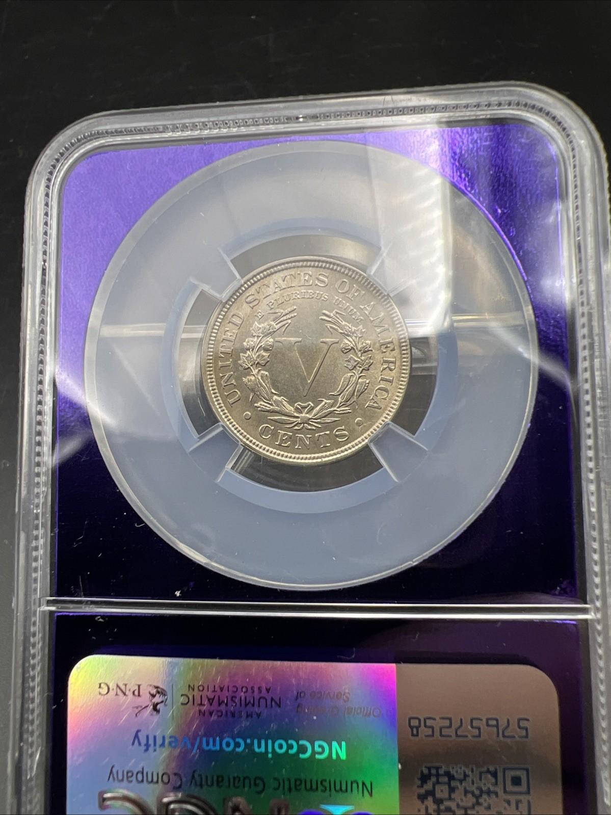 1906 5c Liberty V Nickel NGC MS65 Certified purple holder