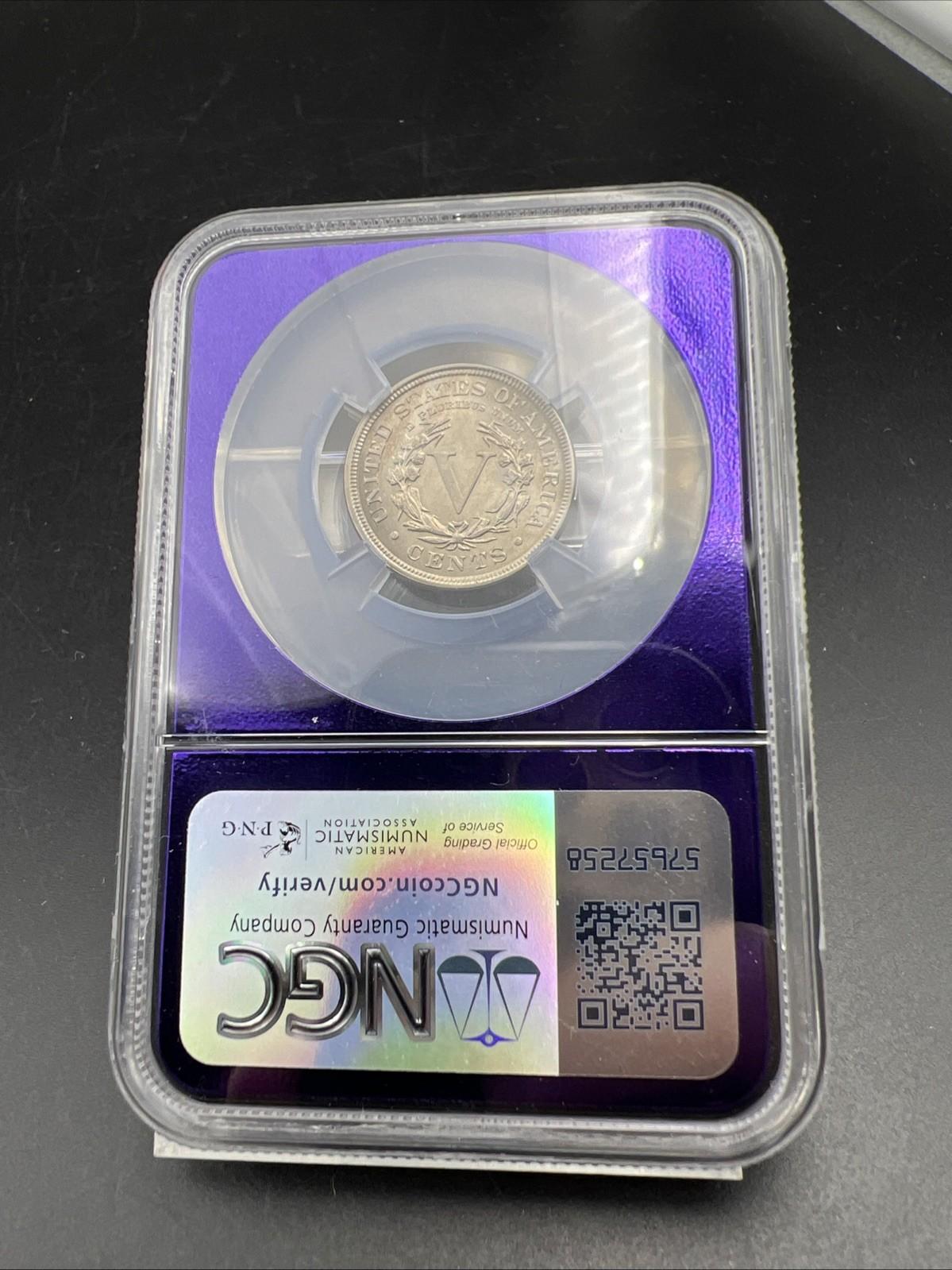 1906 5c Liberty V Nickel NGC MS65 Certified purple holder