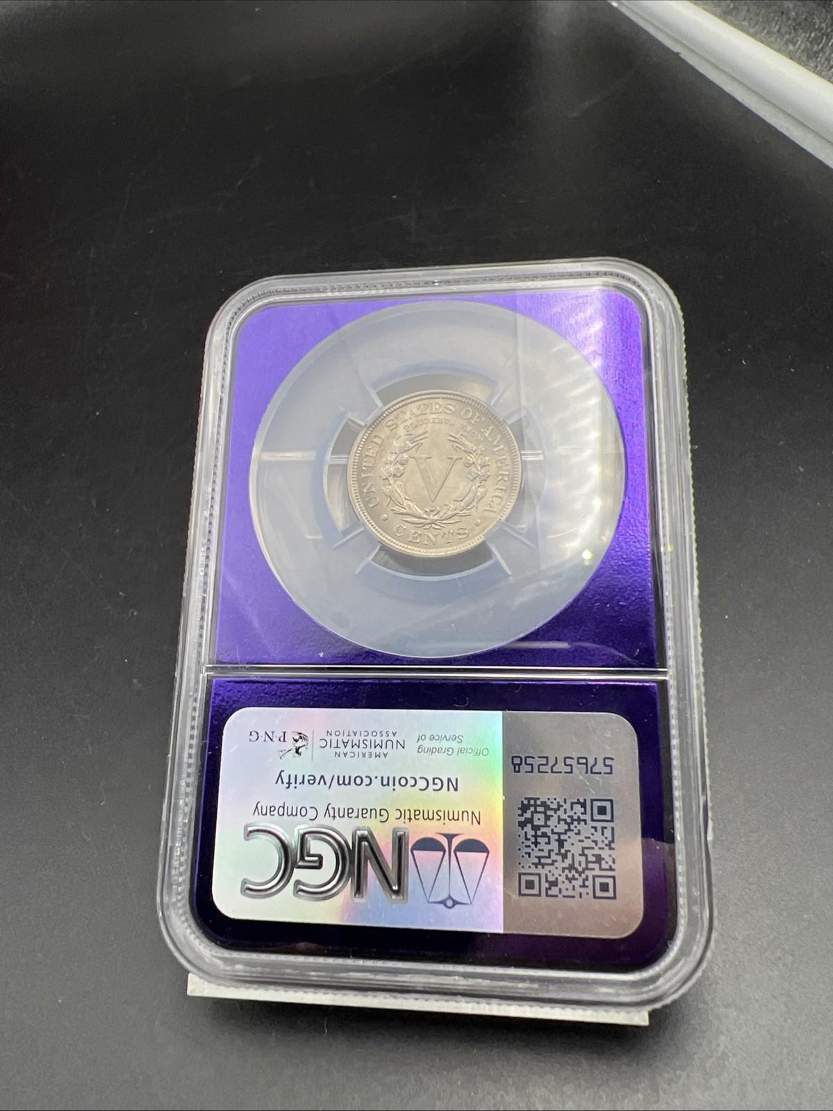 1906 5c Liberty V Nickel NGC MS65 Certified purple holder