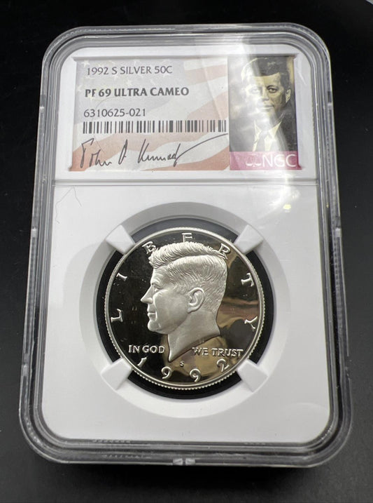 1992 S 50c Kennedy 90% Silver Half Dollar Coin NGC PF69 UCAM Certified #021