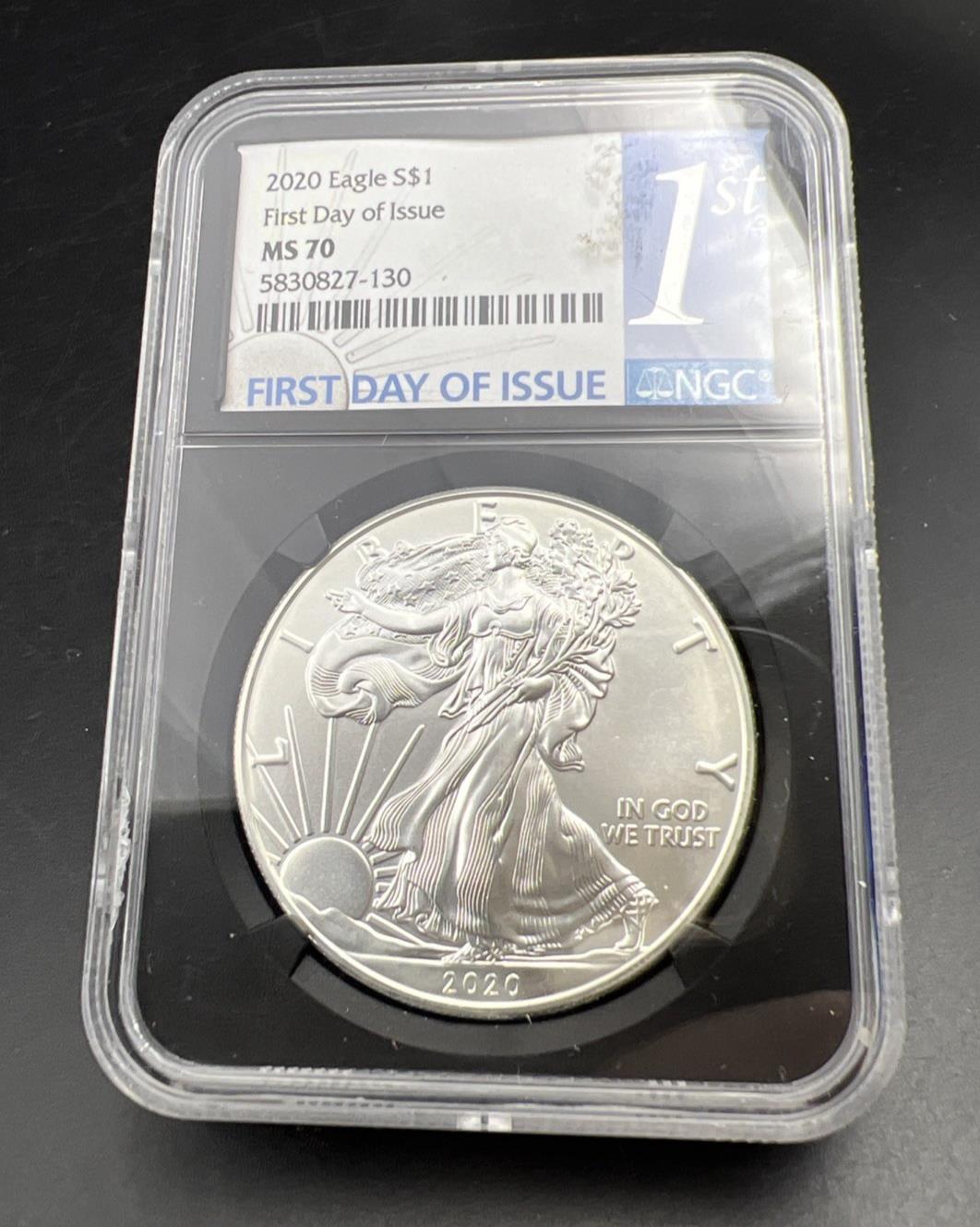 2020 1 Oz ASE American Silver Eagle Coin NGC MS70 FDOI First Day Holder #130