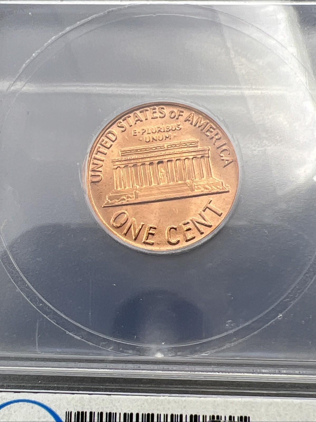 1970 S 1c Lincoln Memorial Cent Penny MS66 ICG Large Date Variety