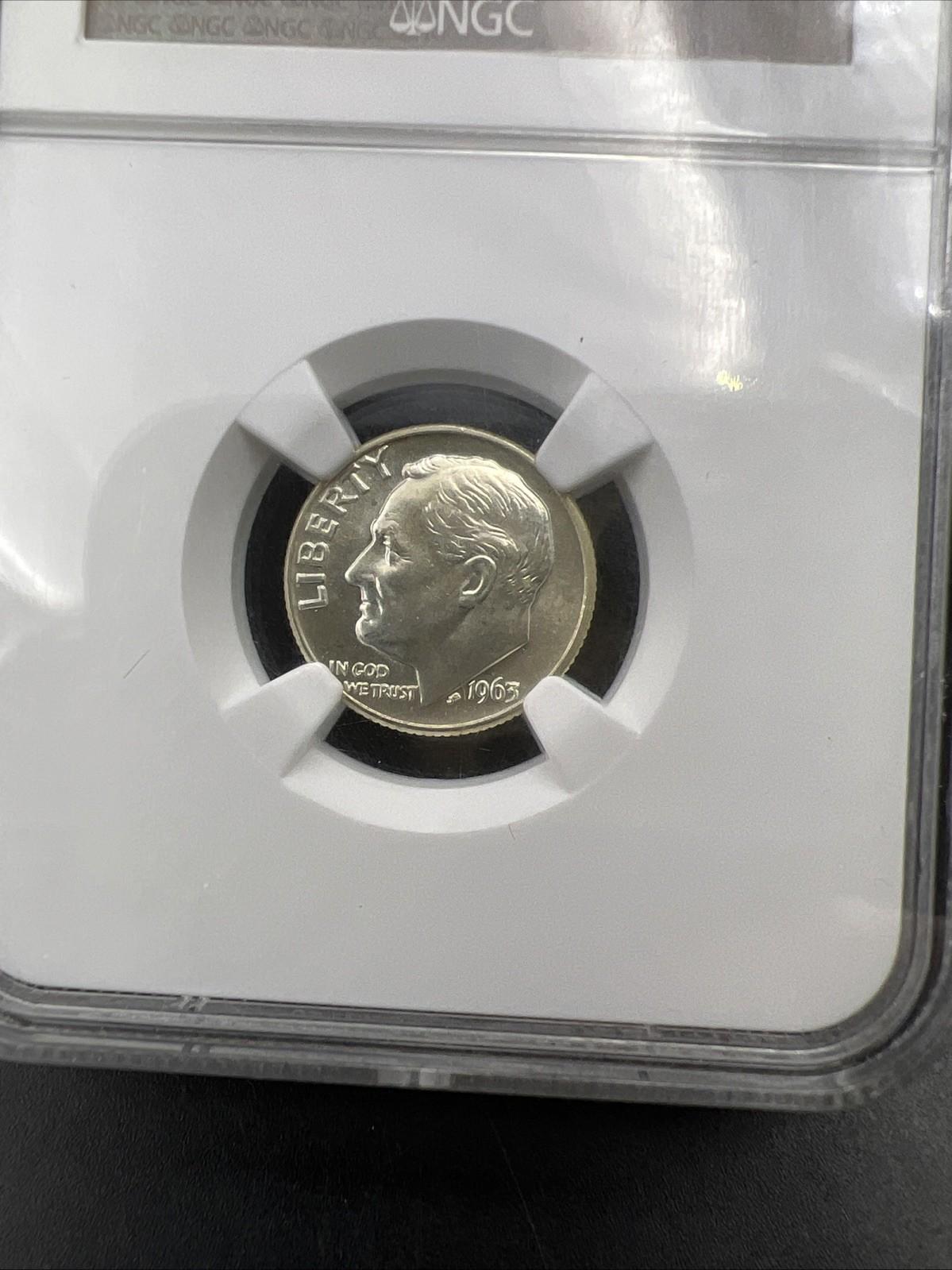 1963 D 10c Roosevelt Silver Dime Coin NGC MS66 Gem BU Certified #028