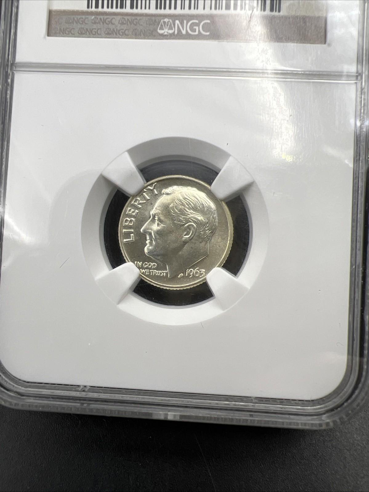 1963 D 10c Roosevelt Silver Dime Coin NGC MS66 Gem BU Certified #028