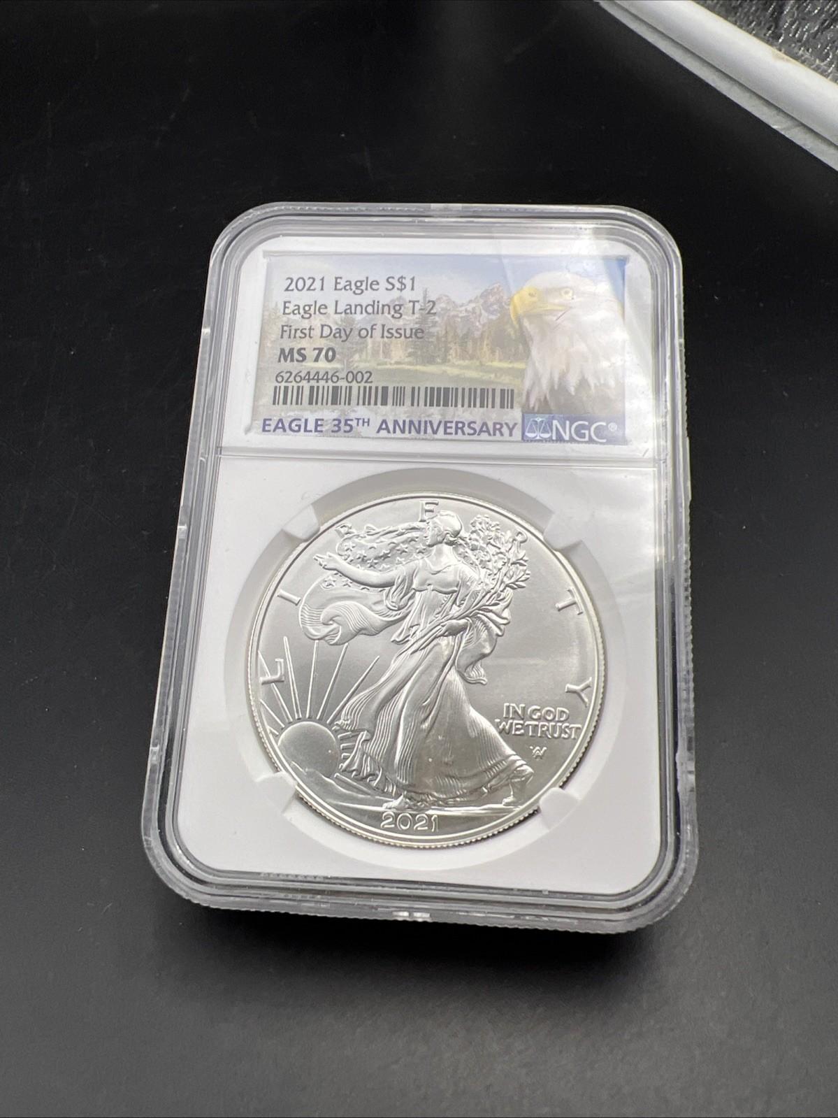 2021 1 Oz ASE American Silver Eagle Coin NGC MS70 Type 2 FDOI #002