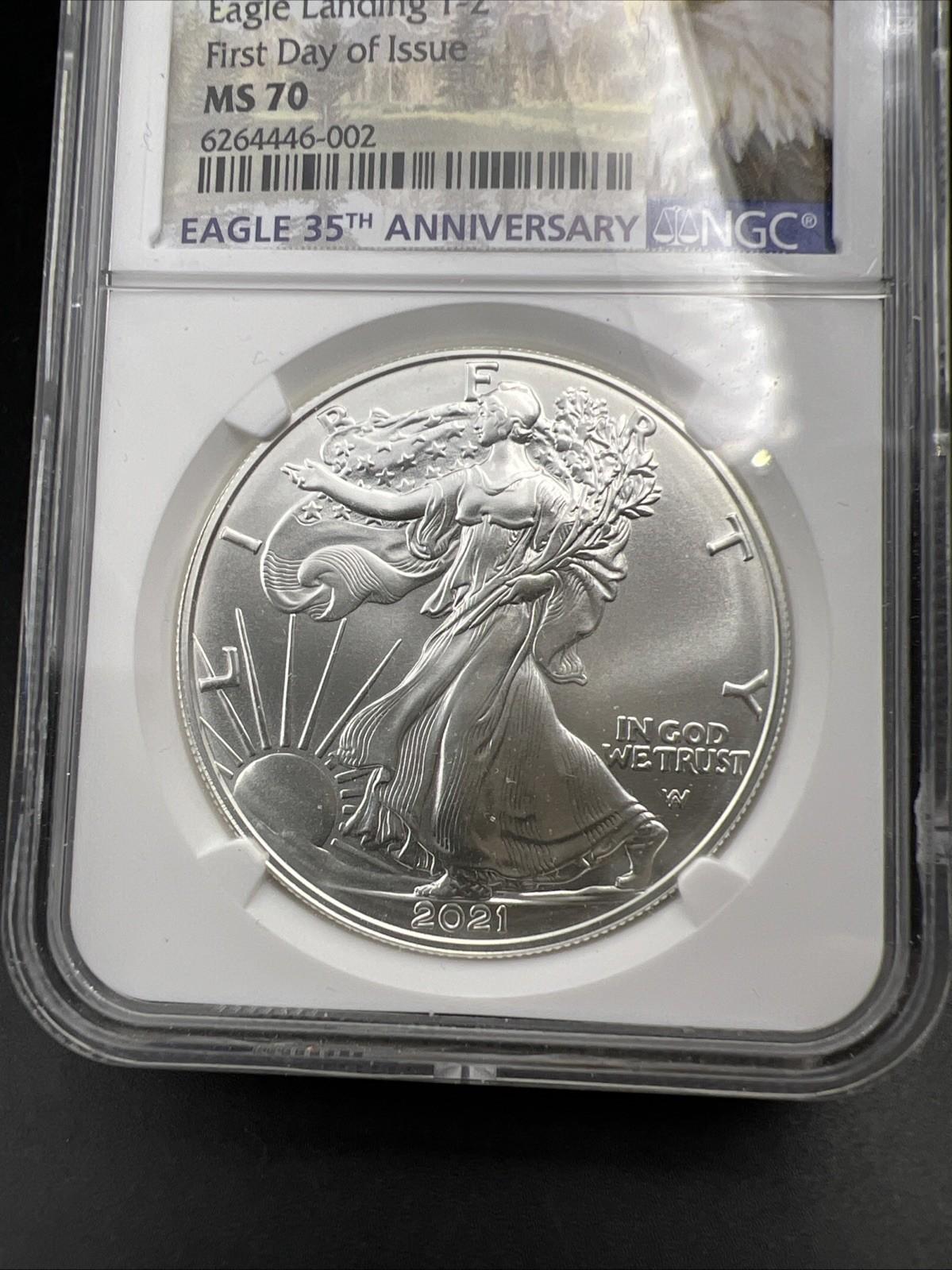 2021 1 Oz ASE American Silver Eagle Coin NGC MS70 Type 2 FDOI #002