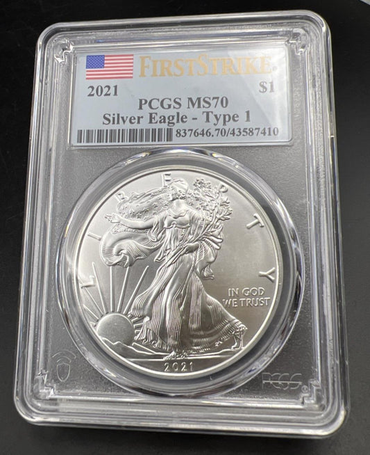 2021 Type 1 1 Oz ASE American Silver Eagle Coin PCGS MS70 First Strike #410
