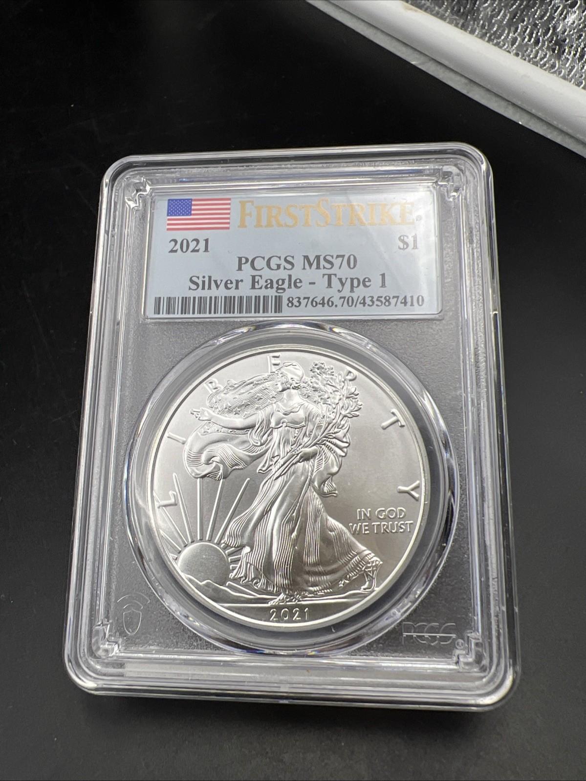 2021 Type 1 1 Oz ASE American Silver Eagle Coin PCGS MS70 First Strike #410