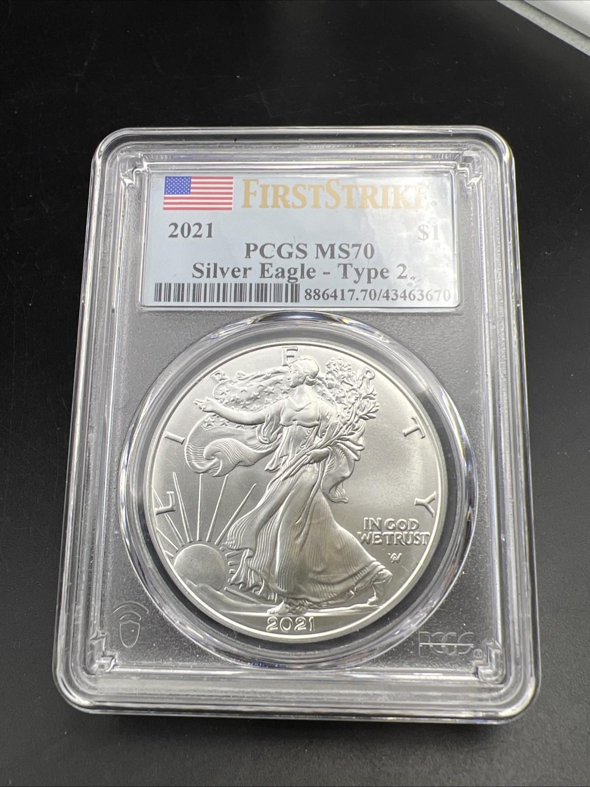 2021 Type 2 1 Oz ASE American Silver Eagle Coin PCGS MS70 First Strike #670