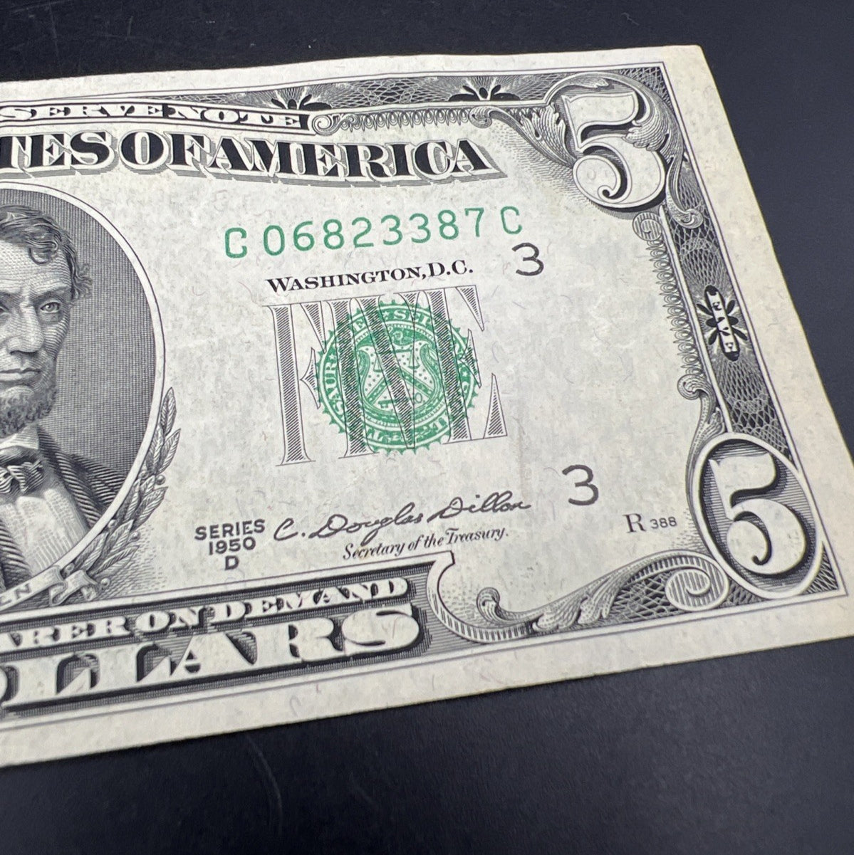 1950 D $5 FRN Five Dollar Federal Reserve Note Green Seal VF Very Fine #287