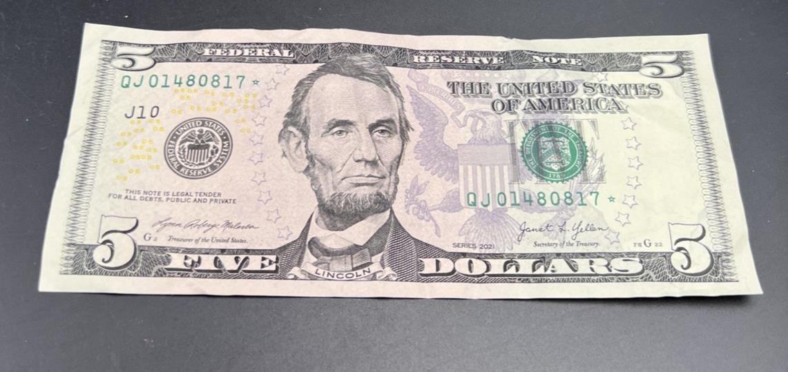 2021 $5 * Star FRN Federal Reserve Note #17 Fine / VF Circ