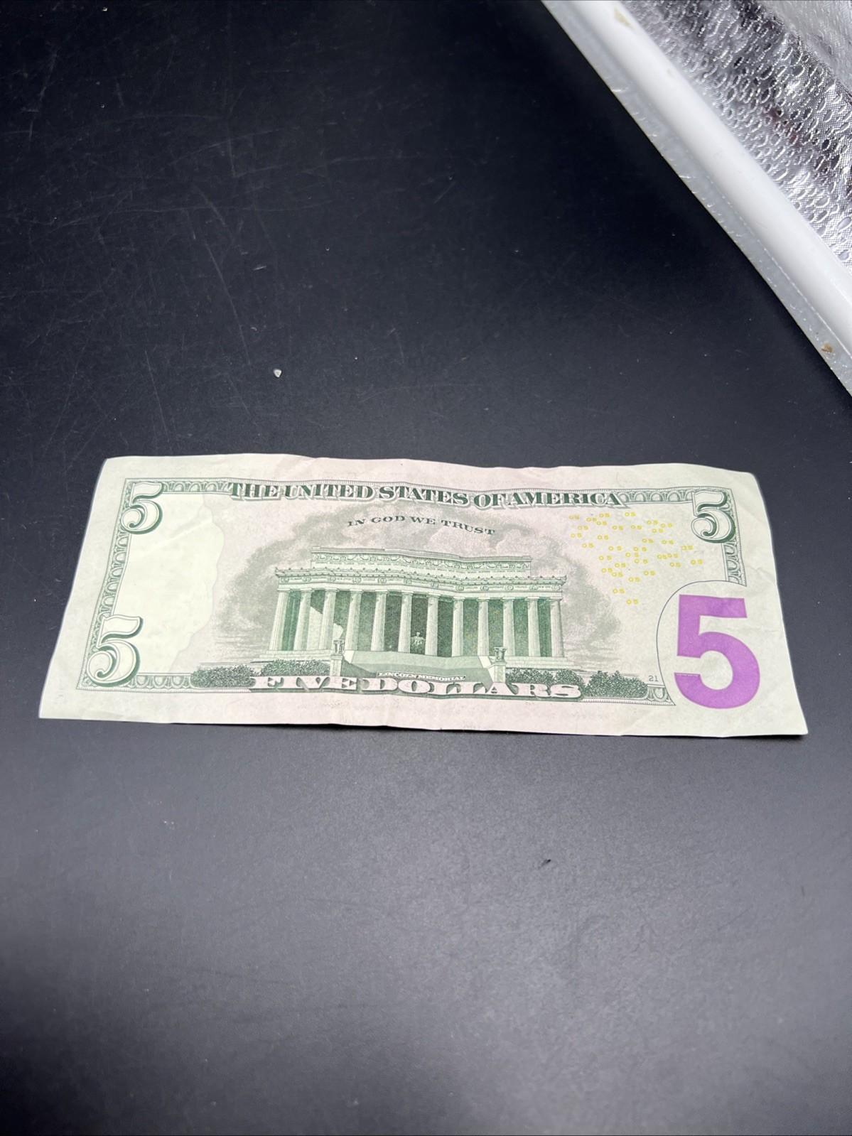 2021 $5 * Star FRN Federal Reserve Note #17 Fine / VF Circ