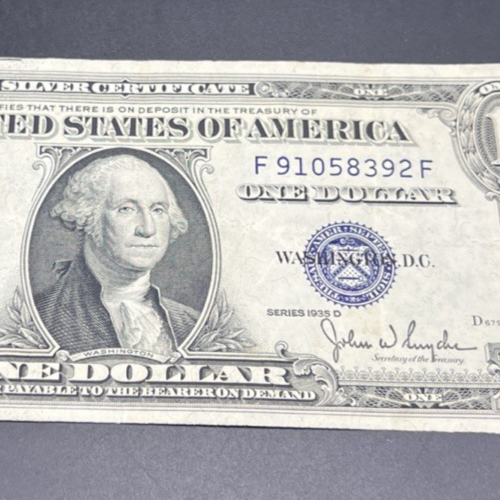 1935 D $1 One Dollar Blue Seal Silver Certificate VF Very Fine #392