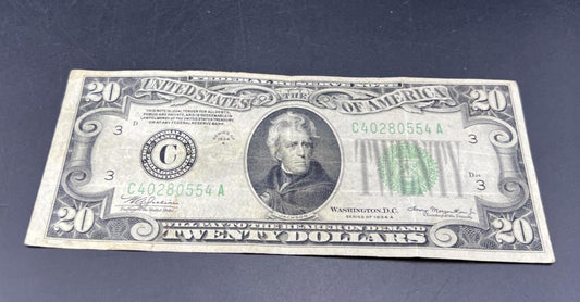 1934 A $20 FRN Federal Reserve Note Choice Fine Circ #554