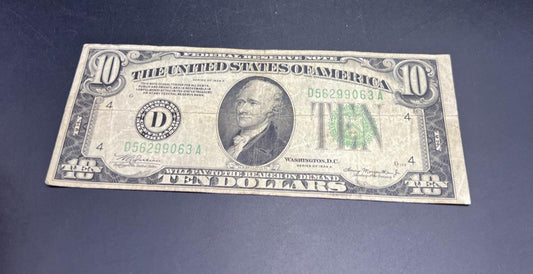 1934 A $10 FRN Federal Reserve Note VG Very Good Circ #063